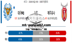 2024년 6월 16일 19:00 K리그1 대구FC vs 제주유나이티드 스포츠 픽 2024년 6월 16일 19:00 K리그1 대구FC vs 제주유나이티드 스포츠 픽