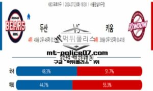 2024년 7월 23일 18:30 KBO 프로야구 두산 vs 키움 스포츠 픽