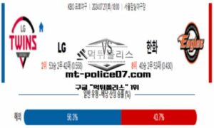 2024년 7월 27일 18:00 KBO 프로야구 LG vs 한화 스포츠 픽 2024년 7월 27일 18:00 KBO 프로야구 LG vs 한화 스포츠 픽