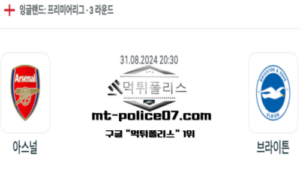 2024년 8월 31일 20:30 잉글랜드 프리미어리그 아스널 vs 브라이튼 스포츠 픽
