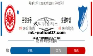 2024년 8월 31일 22:30 독일 분데스리가 프랑크푸르트 vs 호펜하임 스포츠 픽 2024년 8월 31일 22:30 독일 분데스리가 프랑크푸르트 vs 호펜하임 스포츠 픽