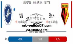 2024년 8월 10일 20:30 잉글랜드 챔피언쉽 밀월 vs 왓포드 스포츠 픽