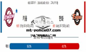 2024년 9월 24일 18:30 KBO 프로야구 키움 vs 한화 스포츠 픽