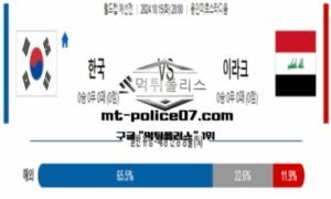 2024년 10월 15일 20:00 월드컵 예선전 대한민국 vs 이라크 스포츠 픽