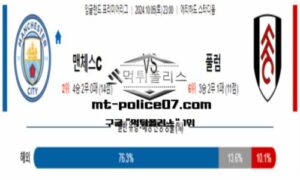 2024년 10월 5일 23:00 잉글랜드 프리미어리그 맨체스터 시티 vs 풀럼 스포츠 픽