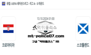 2024년 10월 13일 01:00 네이션스리그 축구 크로아티아 vs 스코틀랜드 스포츠 픽