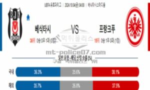 2024년 10월 04일 04:00 UEFA 유로파리그 베식타시 vs 프랑크푸르트 스포츠 픽 2024년 10월 04일 04:00 UEFA 유로파리그 베식타시 vs 프랑크푸르트 스포츠 픽