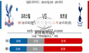 2024년 10월 27일 23:00 잉글랜드 프리미어리그 크리스탈 팰리스 vs 토트넘 홋스퍼 스포츠 픽