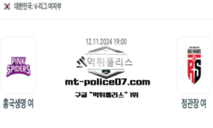2024년 11월 12일 19:00 V-리그 여자배구 흥국생명 vs 정관장 스포츠 픽 2024년 11월 12일 19:00 V-리그 여자배구 흥국생명 vs 정관장 스포츠 픽