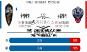 2024년 11월 21일 09:30 NBA 프로농구 클리블랜드 vs 뉴올리언스 스포츠 픽 2024년 11월 21일 09:30 NBA 프로농구 클리블랜드 vs 뉴올리언스 스포츠 픽