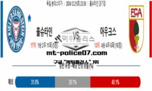 2024년 12월 21일 23:30 독일 분데스리가 홀슈타인 vs 아우크스부르크 스포츠 픽 2024년 12월 21일 23:30 독일 분데스리가 홀슈타인 vs 아우크스부르크 스포츠 픽