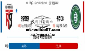 2025년 1월 22일 19:00 KBL 프로농구 안양정관장 vs 원주DB 스포츠 픽 2025년 1월 22일 19:00 KBL 프로농구 안양정관장 vs 원주DB 스포츠 픽