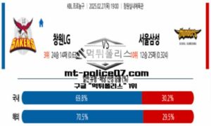 2025년 2월 27일 19:00 KBL 프로농구 창원LG vs 서울삼성 스포츠 픽