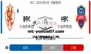2025년 2월 15일 16:30 K리그1 광주FC vs 수원FC 스포츠 픽