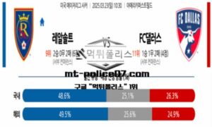 2025년 3월 23일 10:30 MLS 미국축구 솔트레이크 vs FC 댈러스 스포츠 픽