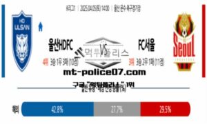 2025년 4월 5일 14:00 K리그1 울산HD vs FC서울 스포츠 픽 2025년 4월 5일 14:00 K리그1 울산HD vs FC서울 스포츠 픽