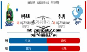 2025년 5월 27일 18:00 NPB 일본야구 야쿠르트 vs 주니치 스포츠 픽