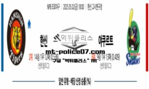 2025년 5월 2일 18:00 NPB 일본야구 한신 vs 야쿠르트 스포츠 픽