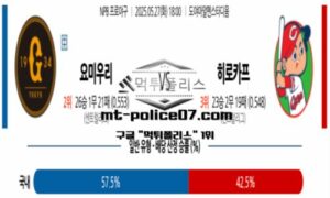 2025년 5월 27일 18:00 NPB 일본야구 요미우리 vs 히로시마 스포츠 픽