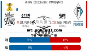 2025년 5월 28일 18:00 NPB 일본야구 소프트뱅크 vs 니혼햄 스포츠 픽