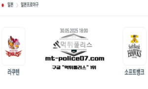 2025년 5월 30일 18:00 NPB 일본야구 라쿠텐 vs 소프트뱅크 스포츠 픽