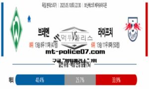2025년 5월 10일 22:30 독일 분데스리가 브레멘 vs 라이프치히 스포츠 픽 2025년 5월 10일 22:30 독일 분데스리가 브레멘 vs 라이프치히 스포츠 픽
