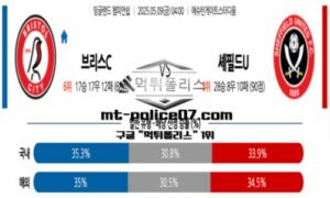 2025년 5월 9일 04:00 잉글랜드 챔피언쉽 브리스톨 시티 vs 셰필드 스포츠 픽