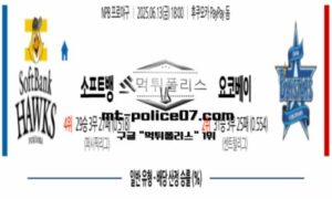 2025년 6월 13일 18:00 NPB 일본야구 소프트뱅크 vs 요코하마 스포츠 픽