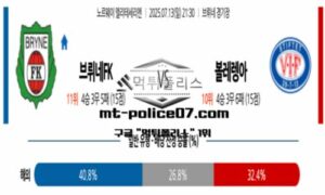 2025년 7월 13일 21:30 노르웨이 엘리테세리엔 브뤼네FK vs 볼레렝아 스포츠 픽
