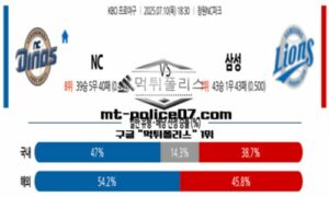 2025년 7월 10일 18:30 KBO 프로야구 NC vs 삼성 스포츠 픽 2025년 7월 10일 18:30 KBO 프로야구 NC vs 삼성 스포츠 픽