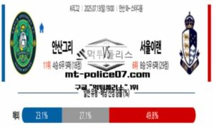 2025년 7월 13일 19:00 K리그2 안산 그리너스 vs 서울 이랜드 스포츠 픽