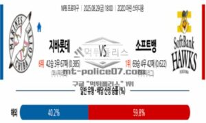 2025년 8월 29일 18:00 NPB 일본야구 지바롯데 vs 소프트뱅크 스포츠 픽