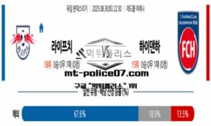 2025년 8월 30일 22:30 독일 분데스리가 라이프치히 vs 하이덴하임 스포츠 픽 2025년 8월 30일 22:30 독일 분데스리가 라이프치히 vs 하이덴하임 스포츠 픽