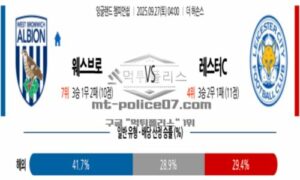 2025년 9월 27일 04:00 잉글랜드 챔피언쉽 웨스트 브로미치 앨비언 VS SV 레스터 시티 스포츠 픽 2025년 9월 27일 04:00 잉글랜드 챔피언쉽 웨스트 브로미치 앨비언 VS SV 레스터 시티 스포츠 픽