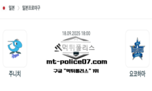 2025년 9월 18일 18:00 NPB 일본야구 주니치 vs 요코하마 스포츠 픽
