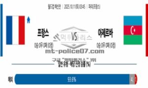 2025년 10월 11일 03:45 월드컵 예선전 프랑스 VS 아제르바이잔 스포츠 픽