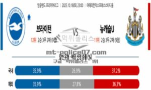 2025년 10월 18일 23:00 잉글랜드 챔피언쉽 브라이턴 & 호브 앨비언 VS 뉴캐슬 유나이티드 스포츠 픽