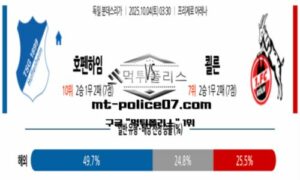 2025년 10월 4일 03:30 독일 분데스리가 호펜하임 vs 쾰른 스포츠 픽 2025년 10월 4일 03:30 독일 분데스리가 호펜하임 vs 쾰른 스포츠 픽