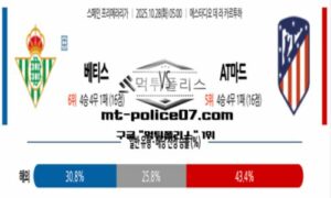 2025년 10월 28일 05:00 스페인 프리메라리가 레알 베티스 vs AT마드리드 스포츠 픽