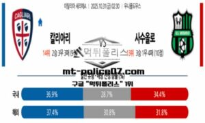 2025년 10월 31일 02:30 이탈리아 세리에A 칼리아리 vs 사수올로 스포츠 픽 2025년 10월 31일 02:30 이탈리아 세리에A 칼리아리 vs 사수올로 스포츠 픽