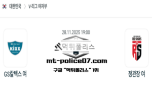 2025년 11월 28일 19:00 V-리그 프로배구 GS칼텍스 vs 대전정관장 스포츠 픽 2025년 11월 28일 19:00 V-리그 프로배구 GS칼텍스 vs 대전정관장 스포츠 픽
