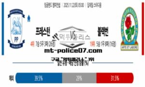 2025년 11월 22일 05:00 잉글랜드 챔피언쉽 프레스턴 vs 블랙번 스포츠 픽