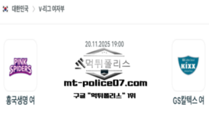 2025년 11월 20일 19:00 V-리그 프로배구 흥국생명 vs GS칼텍스 스포츠 픽 2025년 11월 20일 19:00 V-리그 프로배구 흥국생명 vs GS칼텍스 스포츠 픽