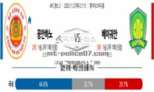 2025년 11월 27일 21:15 AFC 챔피언스리그 2 공안 VS 베이징 궈안 스포츠 픽