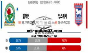 2025년 12월 03일 04:45 잉글랜드 챔피언쉽 블랙번 vs 입스위치 스포츠 픽