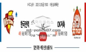 2025년 12월 05일 19:00 V-리그 프로배구 한국전력 VS OK 저축은행 스포츠 픽 2025년 12월 05일 19:00 V-리그 프로배구 한국전력 VS OK 저축은행 스포츠 픽