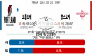 2026년 01월 10일 12:00 NBA 프로농구 포틀랜드 트레일블레이저 VS 휴스턴 로켓츠