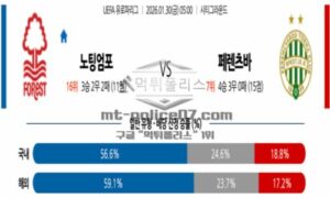 2026년 01월 30일 05:00 UEFA 유로파리그 노팅엄 포레스트 VS 페렌츠바로시 TC 2026년 01월 30일 05:00 UEFA 유로파리그 노팅엄 포레스트 VS 페렌츠바로시 TC