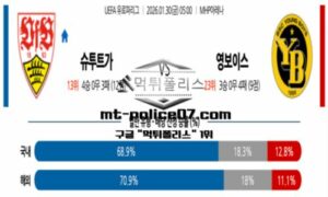 2026년 1월 30일 05:00 UEFA 유로파리그 슈투트가르트 vs 영보이스 스포츠 픽 2026년 1월 30일 05:00 UEFA 유로파리그 슈투트가르트 vs 영보이스 스포츠 픽