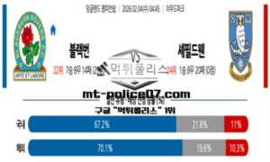 2026년 2월 4일 04:45 잉글랜드 챔피언쉽 블랙번 vs 셰필드 스포츠 픽